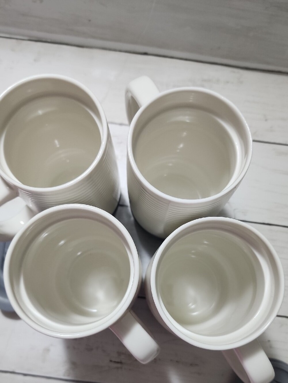 Insulated White and Gray Travel Mug with Handle - Set of 4 - Picture 5 of 6